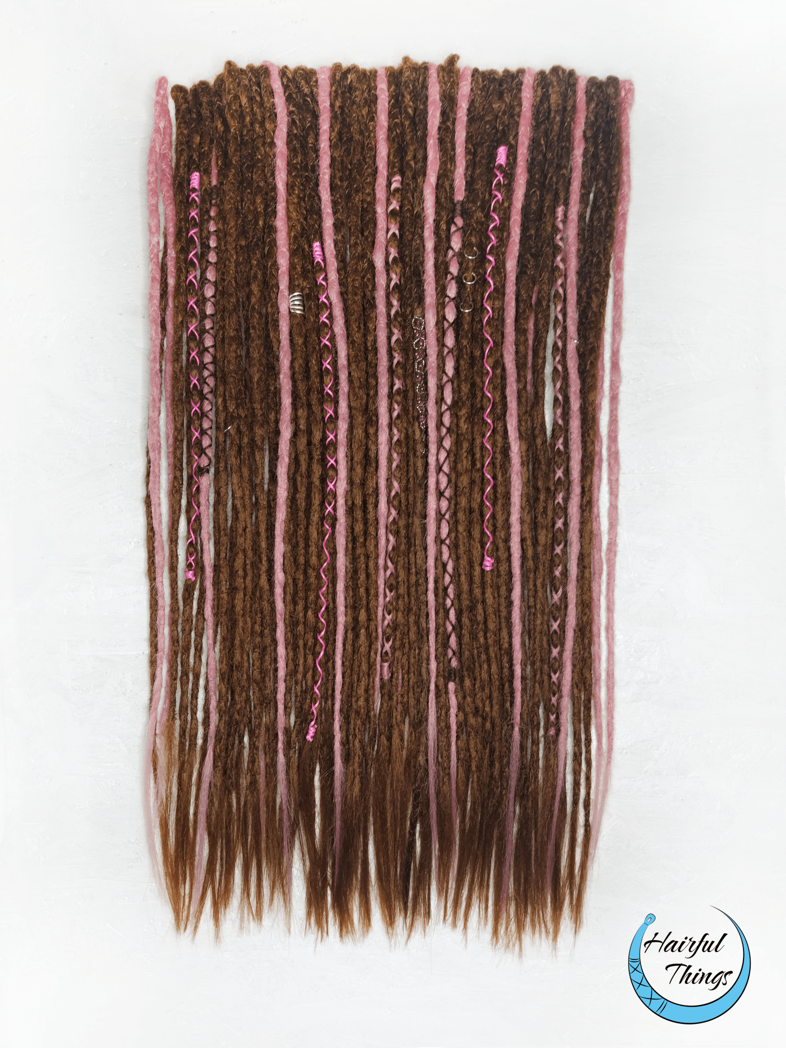 Crochet dreads set brown with pink - Hairful Things