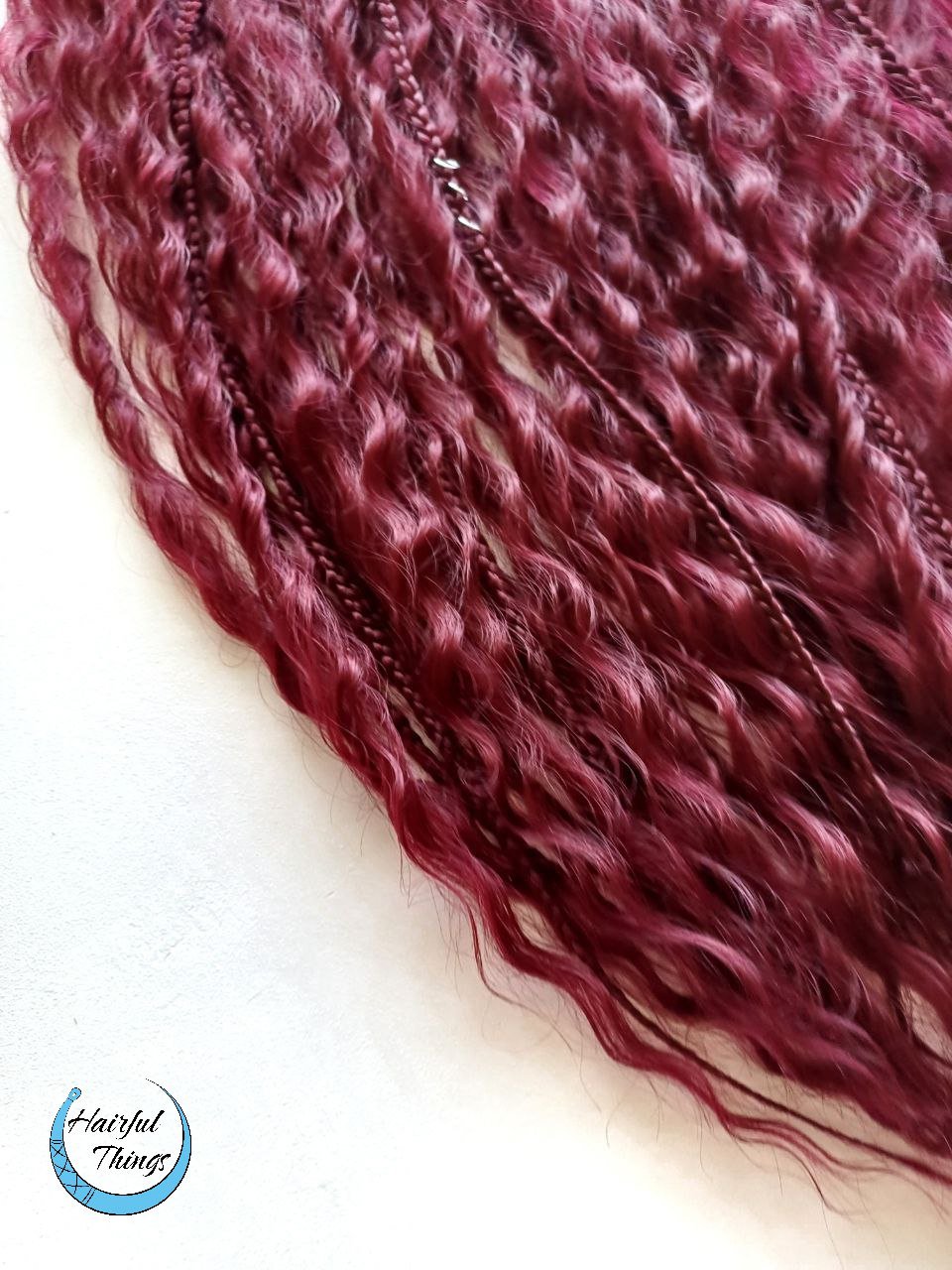 Curls with braids set burgundy - Hairful Things